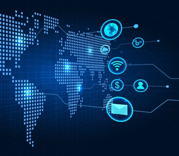 Background,Of,World,Map,Technology,That,Combines,Technology,With,Smart